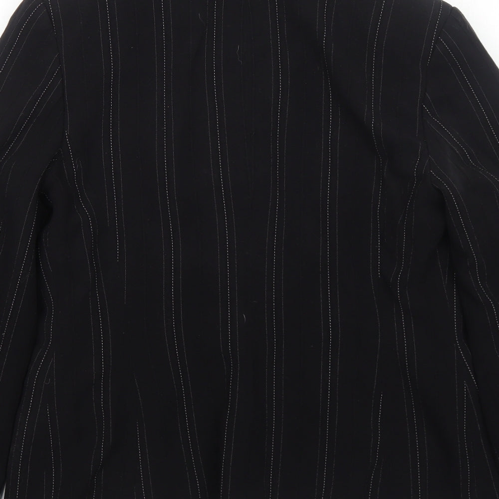 New Look Womens Black Striped Polyester Jacket Blazer Size 12