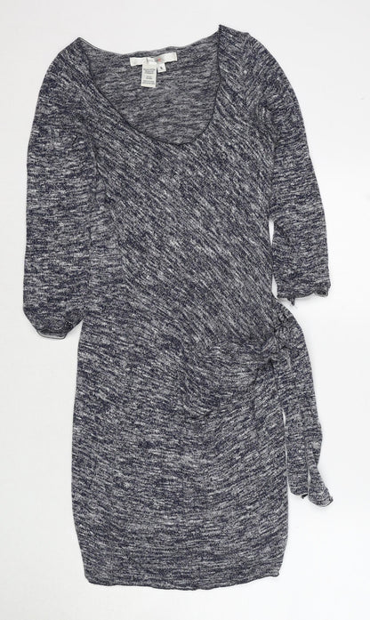 Studio M Womens Blue Polyester Jumper Dress Size S V-Neck Pullover