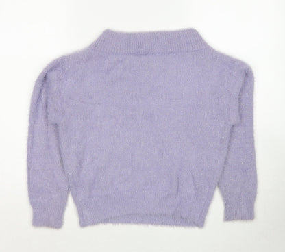 Magestic Legon Womens Purple V-Neck Polyester Pullover Jumper Size M