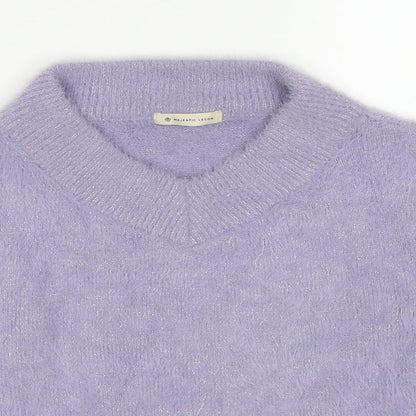 Magestic Legon Womens Purple V-Neck Polyester Pullover Jumper Size M