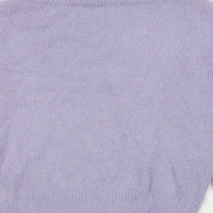 Magestic Legon Womens Purple V-Neck Polyester Pullover Jumper Size M