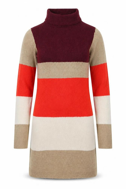 Brave Soul Womens Beige Colourblock Acrylic Kaftan Size S High Neck Pullover