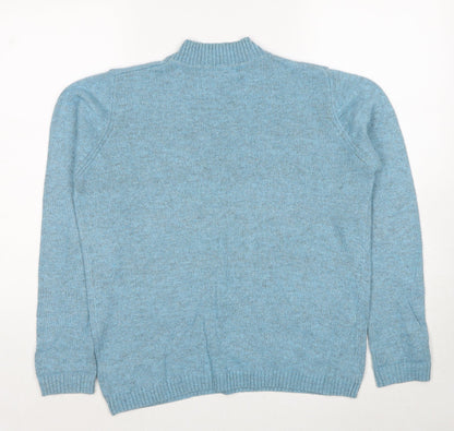 EWM Womens Blue High Neck Nylon Pullover Jumper Size 10