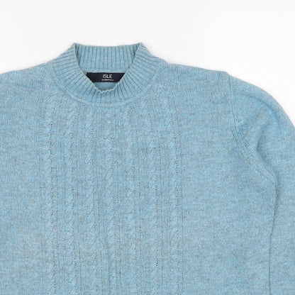 EWM Womens Blue High Neck Nylon Pullover Jumper Size 10