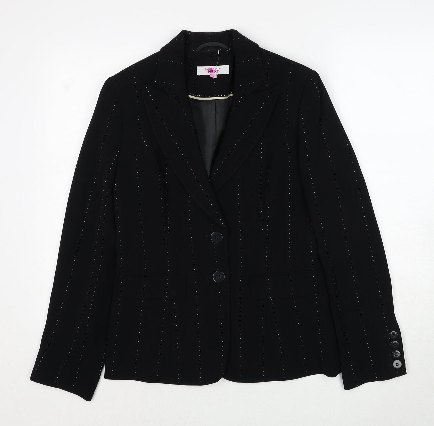 NEXT Womens Black Geometric Polyester Jacket Blazer Size 8