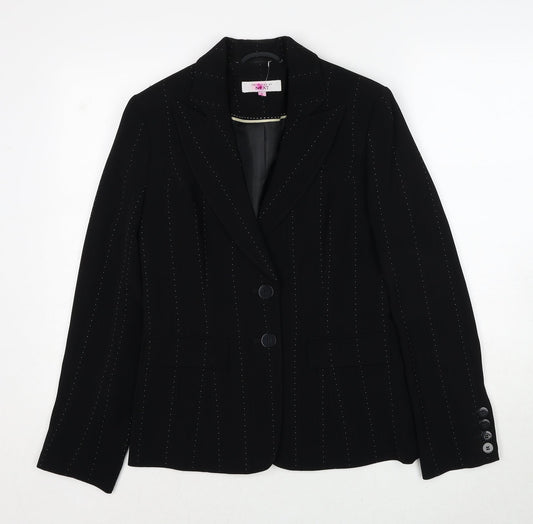 NEXT Womens Black Geometric Polyester Jacket Blazer Size 8