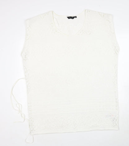 Womens UK Size L New Look White Basic Tank