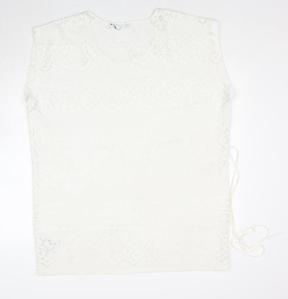 Womens UK Size L New Look White Basic Tank