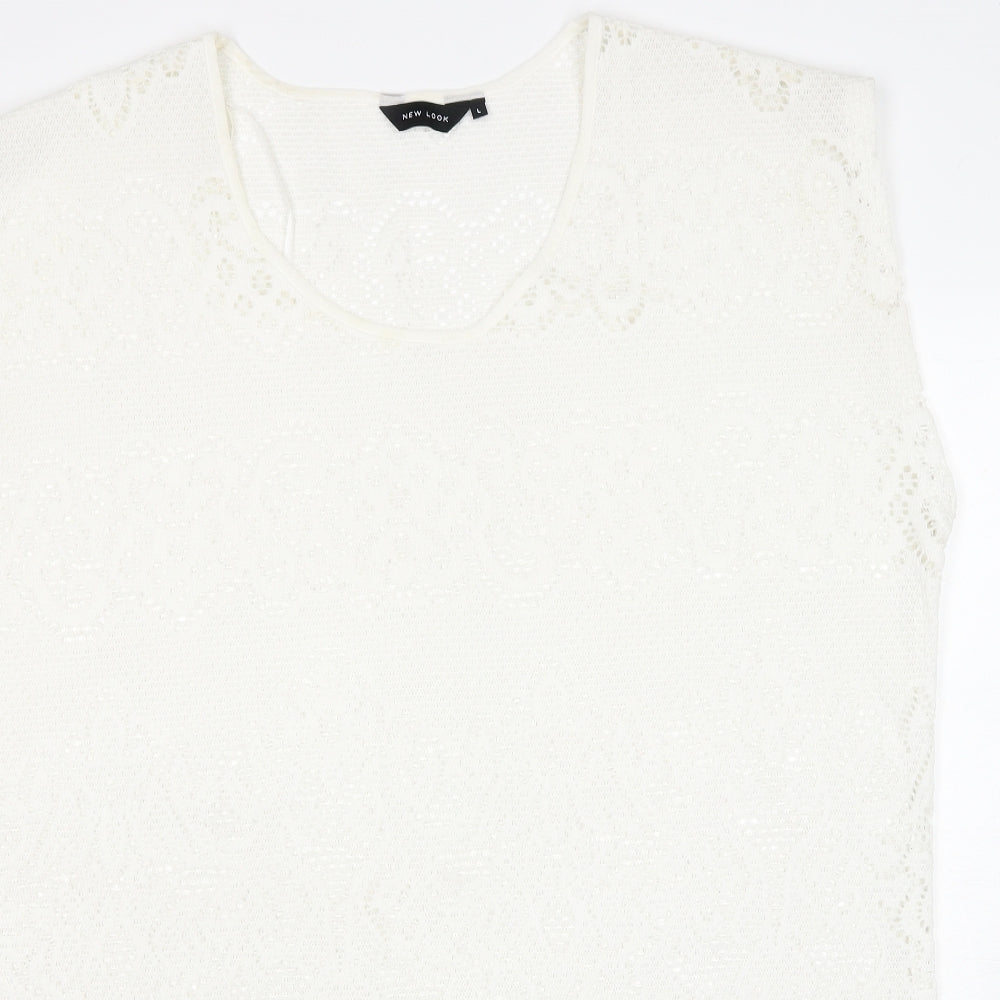 Womens UK Size L New Look White Basic Tank