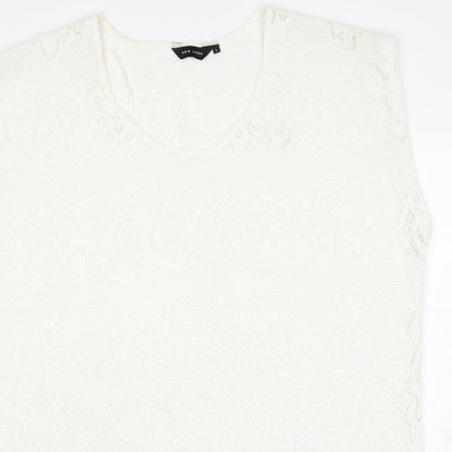 Womens UK Size L New Look White Basic Tank