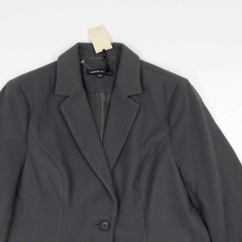 Capsule Womens Grey Polyester Jacket Blazer Size 14