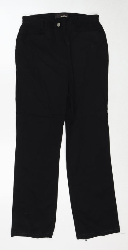 Cosna Womens Black Cotton Trousers Size 10 Regular Zip