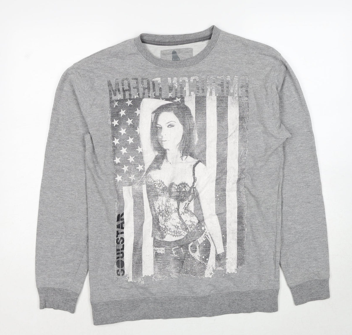 Soul Star Womens Grey Cotton Pullover Sweatshirt Size L Pullover