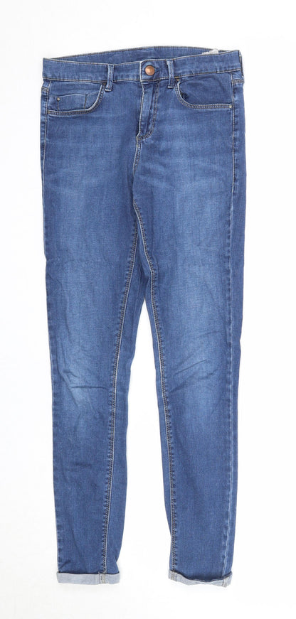 Topshop Womens Blue Cotton Skinny Jeans Size 28 in L30 in Regular Zip