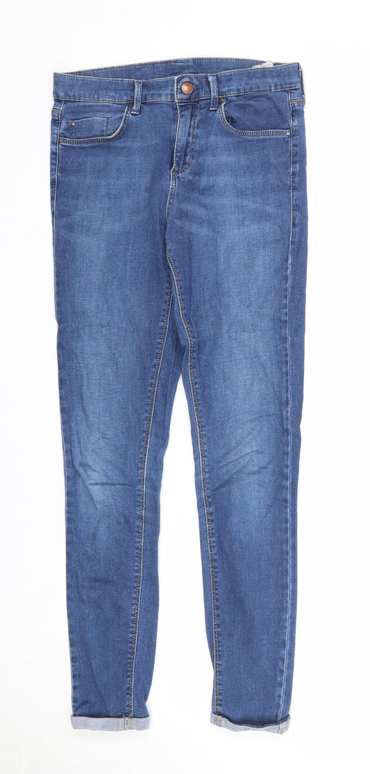Topshop Womens Blue Cotton Skinny Jeans Size 28 in L30 in Regular Zip