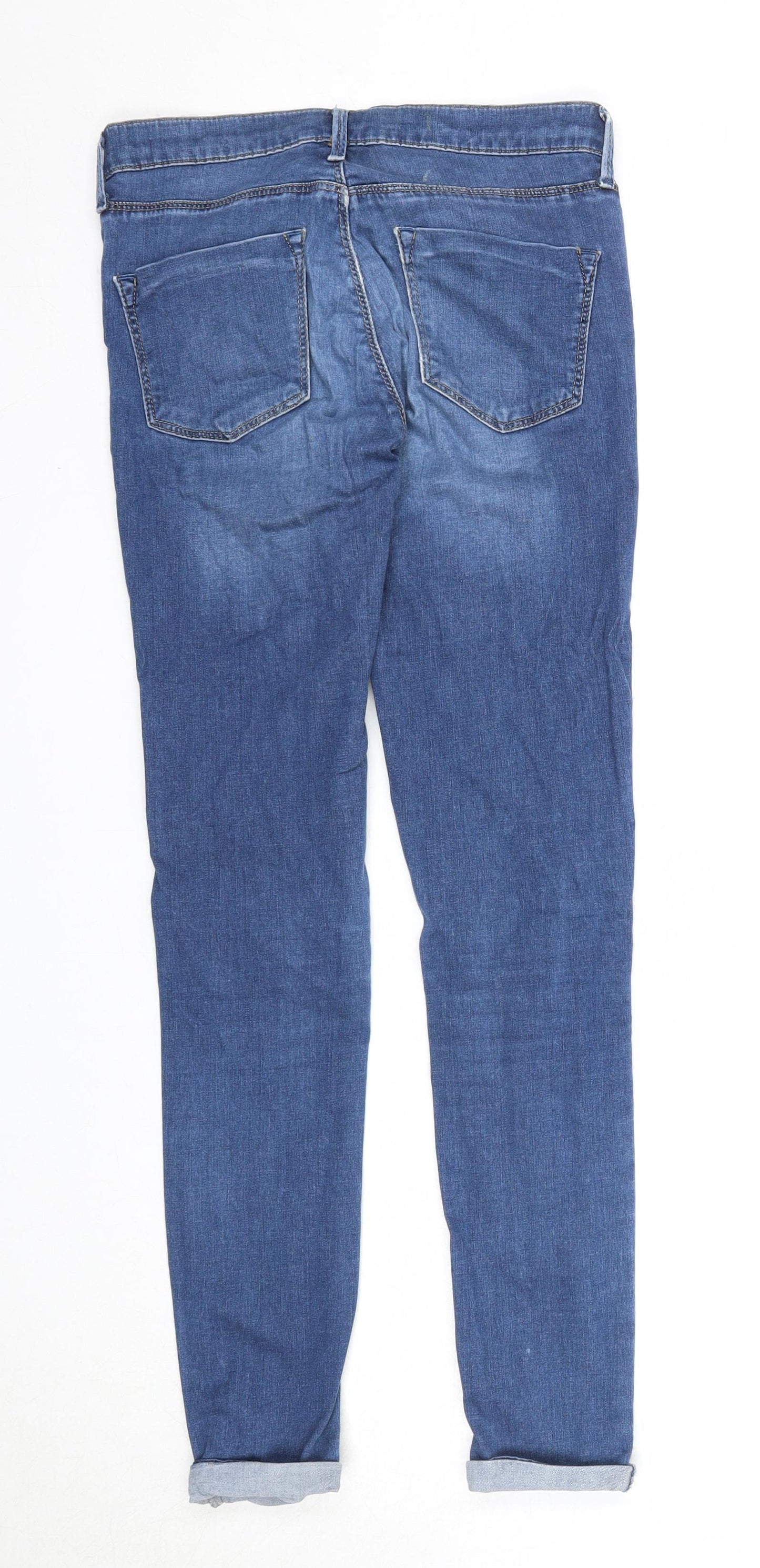 Topshop Womens Blue Cotton Skinny Jeans Size 28 in L30 in Regular Zip