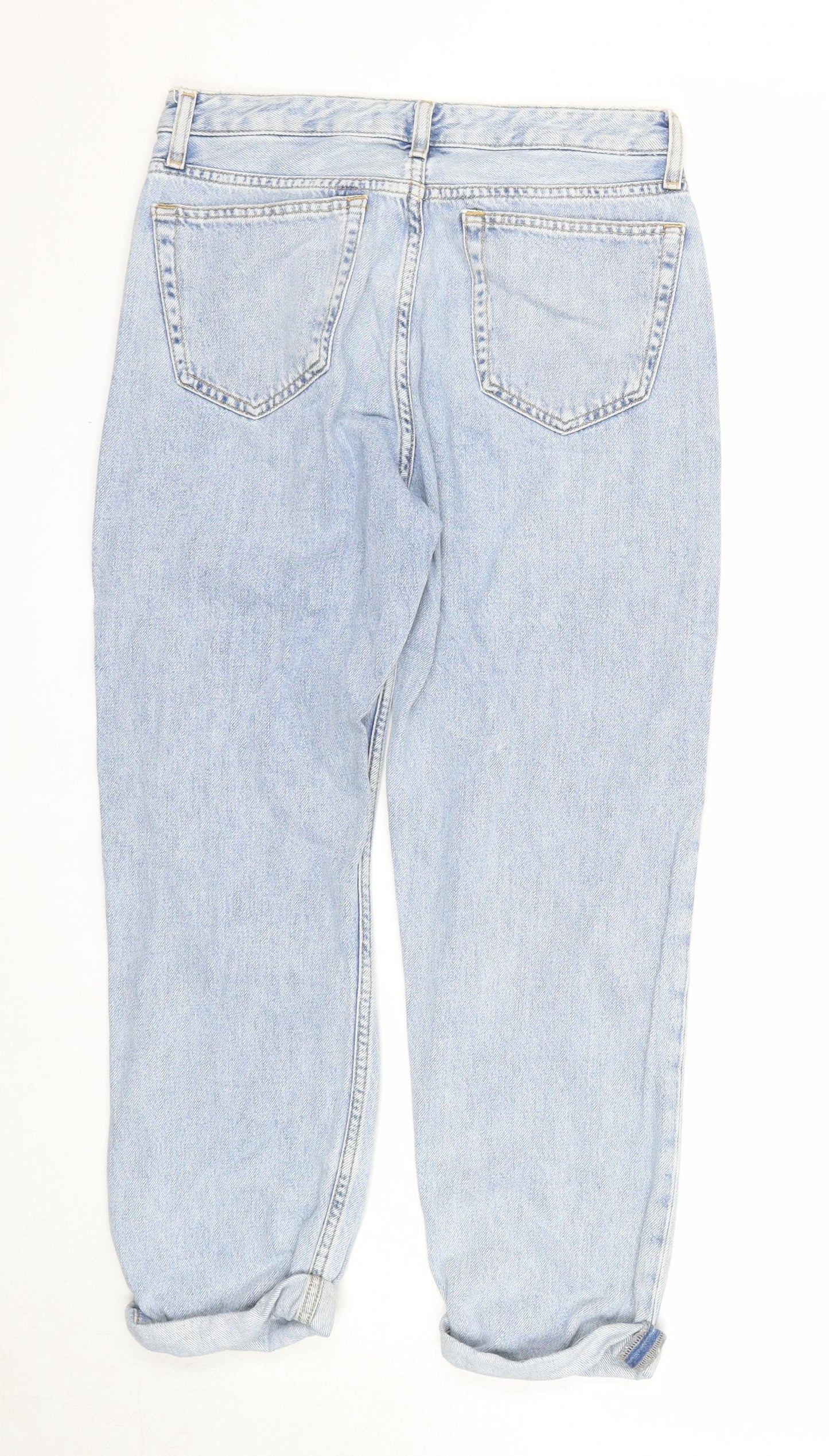 Topshop Womens Blue Cotton Straight Jeans Size 25 in L32 in Regular Zip