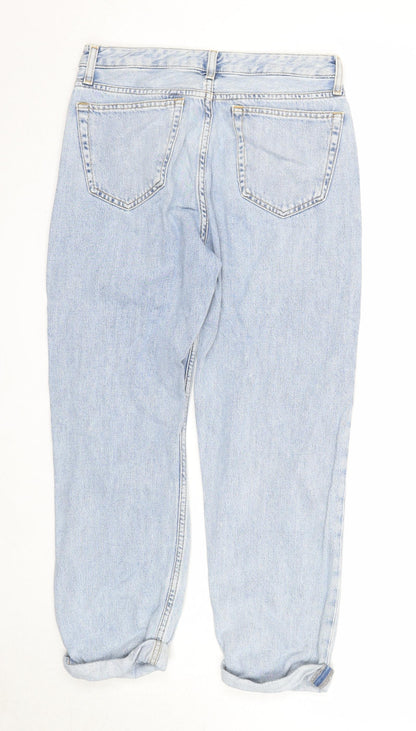 Topshop Womens Blue Cotton Straight Jeans Size 25 in L32 in Regular Zip