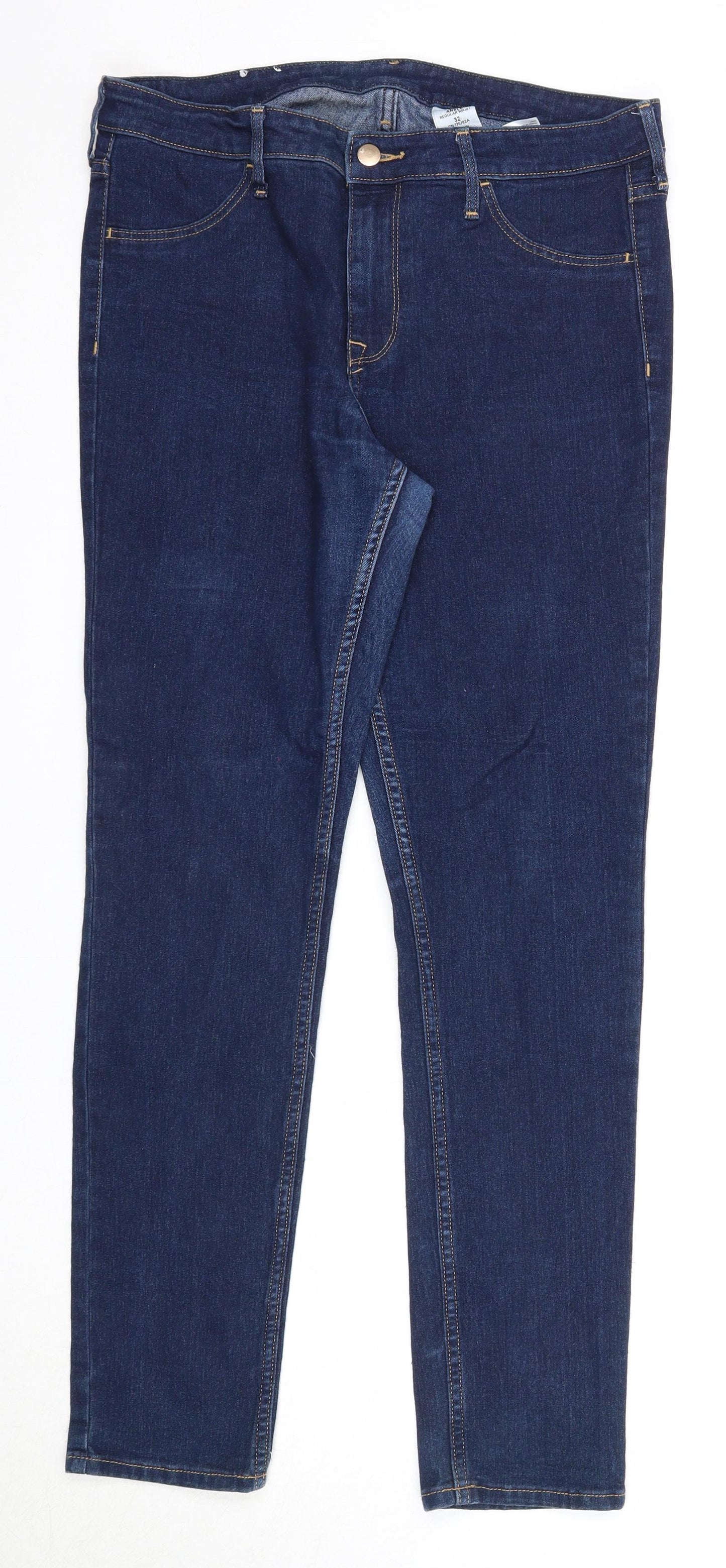 Womens UK Size 32 in H&M Regular Fit Straight Blue Jeans