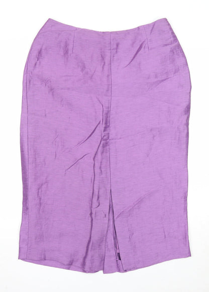 Alex & Co Womens Purple Herringbone Linen Maxi Skirt Size 14 Zip