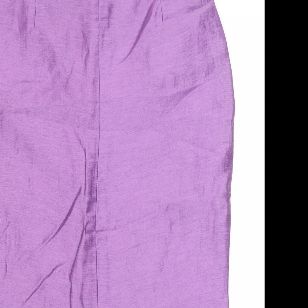 Alex & Co Womens Purple Herringbone Linen Maxi Skirt Size 14 Zip