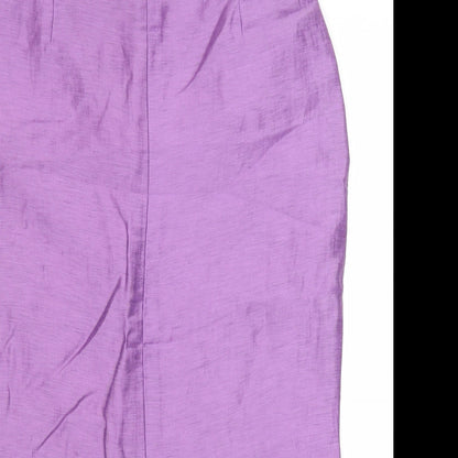Alex & Co Womens Purple Herringbone Linen Maxi Skirt Size 14 Zip