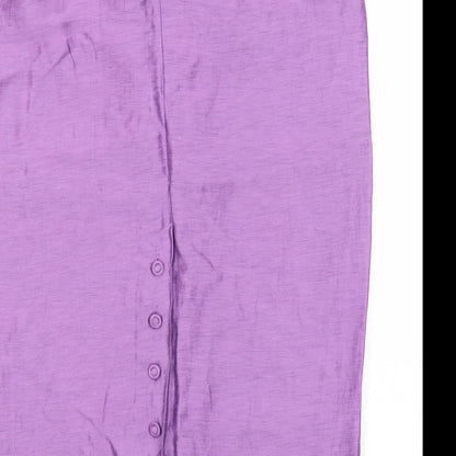 Alex & Co Womens Purple Herringbone Linen Maxi Skirt Size 14 Zip