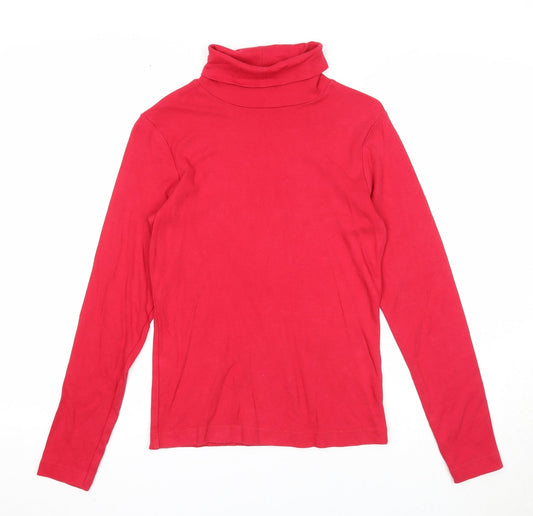 BHS Womens Red Roll Neck Cotton Pullover Jumper Size 8
