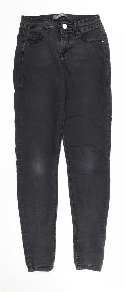 Dorothy Perkins Womens Black Cotton Skinny Jeans Size 8 Regular Zip