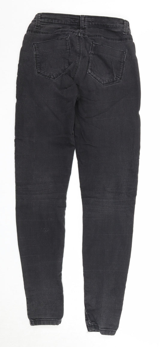 Dorothy Perkins Womens Black Cotton Skinny Jeans Size 8 Regular Zip