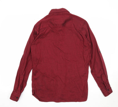 Mens UK Size S Blue Frog Red  Button-Up Long Sleeve Casual Shirt