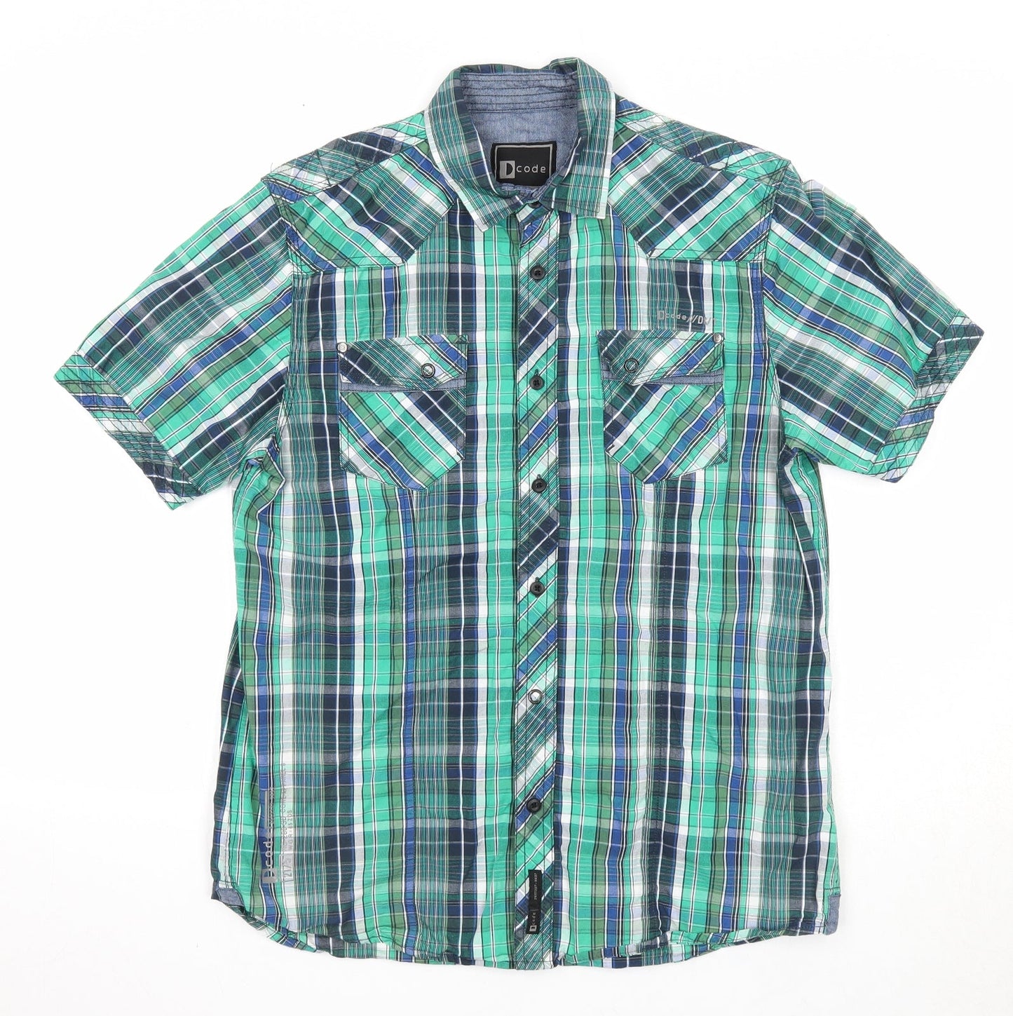 Mens UK Size M D Code Multicoloured  Button-Up Short Sleeve Casual Shirt