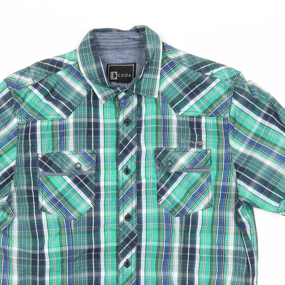 Mens UK Size M D Code Multicoloured  Button-Up Short Sleeve Casual Shirt