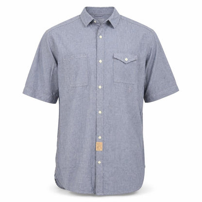 Mens UK Size M Label Lab Blue  Button-Up Short Sleeve Casual Shirt