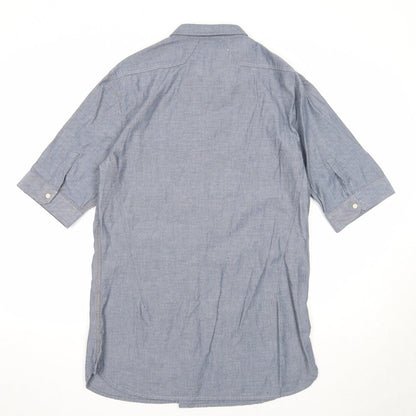Mens UK Size M Label Lab Blue  Button-Up Short Sleeve Casual Shirt