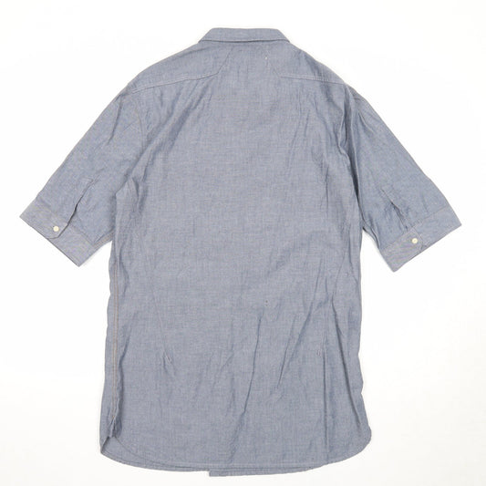 Mens UK Size M Label Lab Blue  Button-Up Short Sleeve Casual Shirt