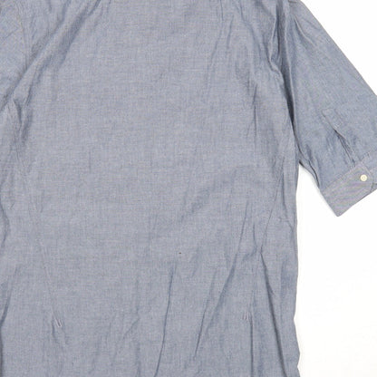 Mens UK Size M Label Lab Blue  Button-Up Short Sleeve Casual Shirt