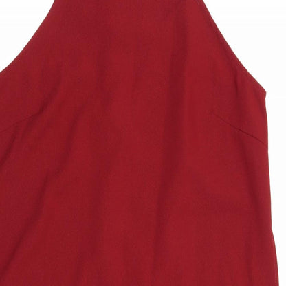 Glamorous Womens Red Polyester Basic Blouse Size M Halter - Open Back Detail