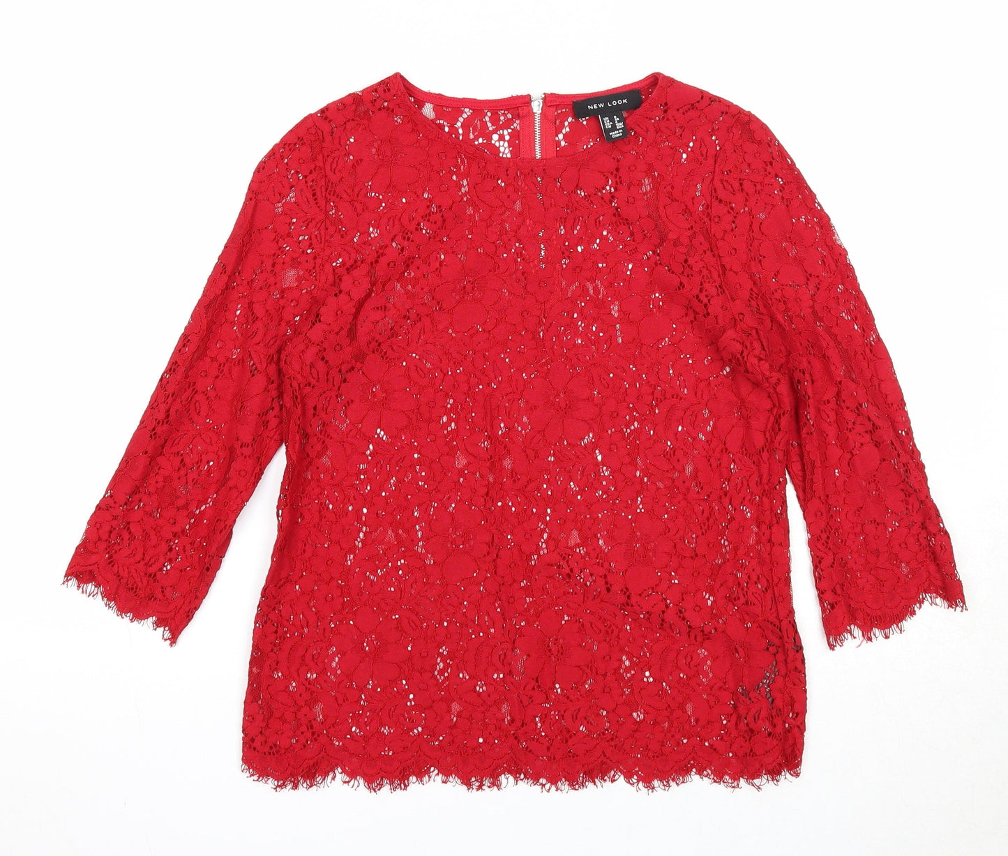 Womens UK Size 8 New Look Red Basic Blouse