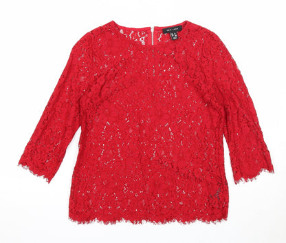 Womens UK Size 8 New Look Red Basic Blouse