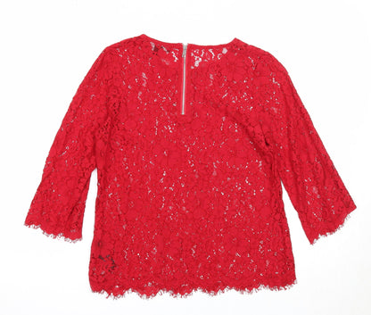 Womens UK Size 8 New Look Red Basic Blouse