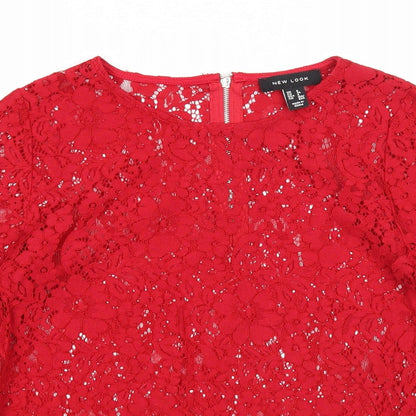 Womens UK Size 8 New Look Red Basic Blouse