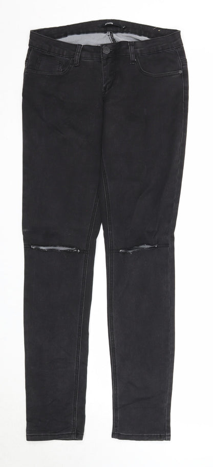 S.insay Womens Black Cotton Straight Jeans Size 12 Regular Zip