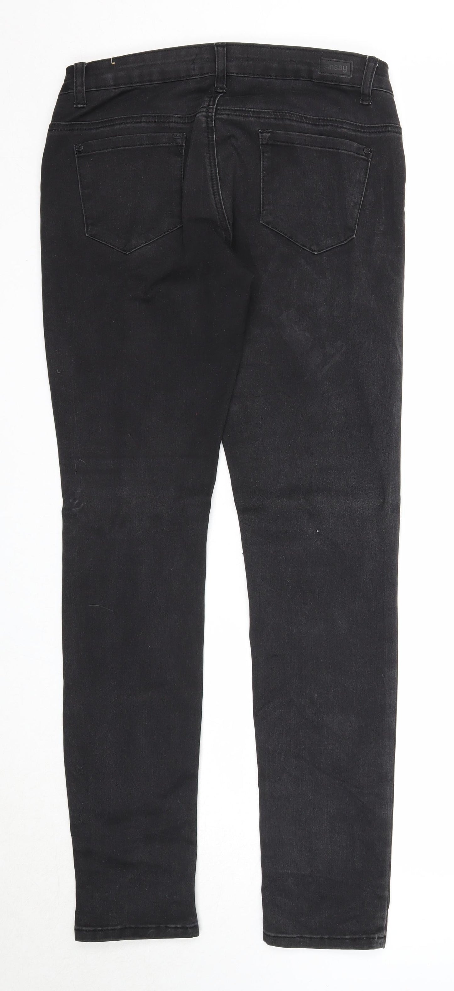 S.insay Womens Black Cotton Straight Jeans Size 12 Regular Zip