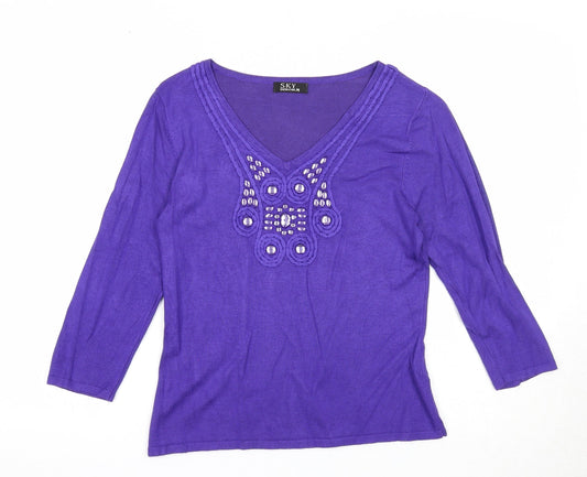Womens UK Size 6 Sky Designs Purple Pullover Jumper