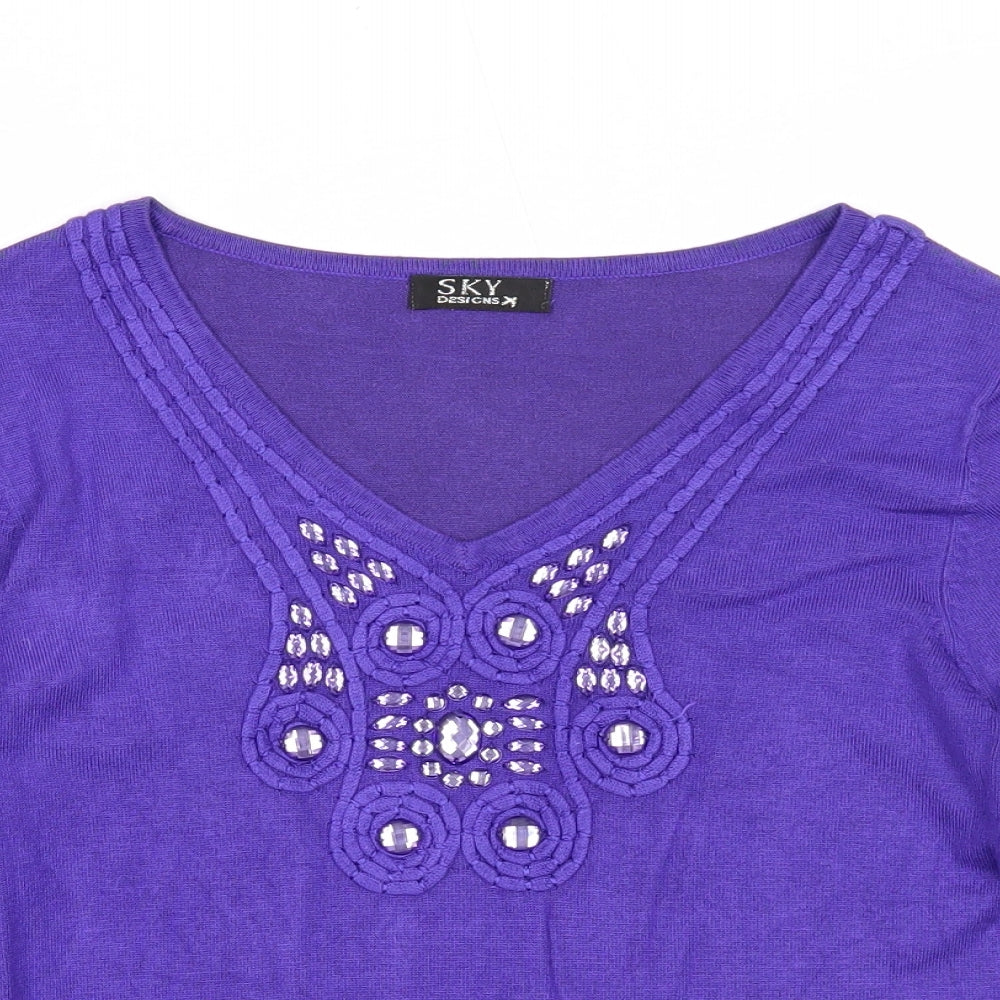 Womens UK Size 6 Sky Designs Purple Pullover Jumper