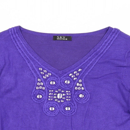 Womens UK Size 6 Sky Designs Purple Pullover Jumper