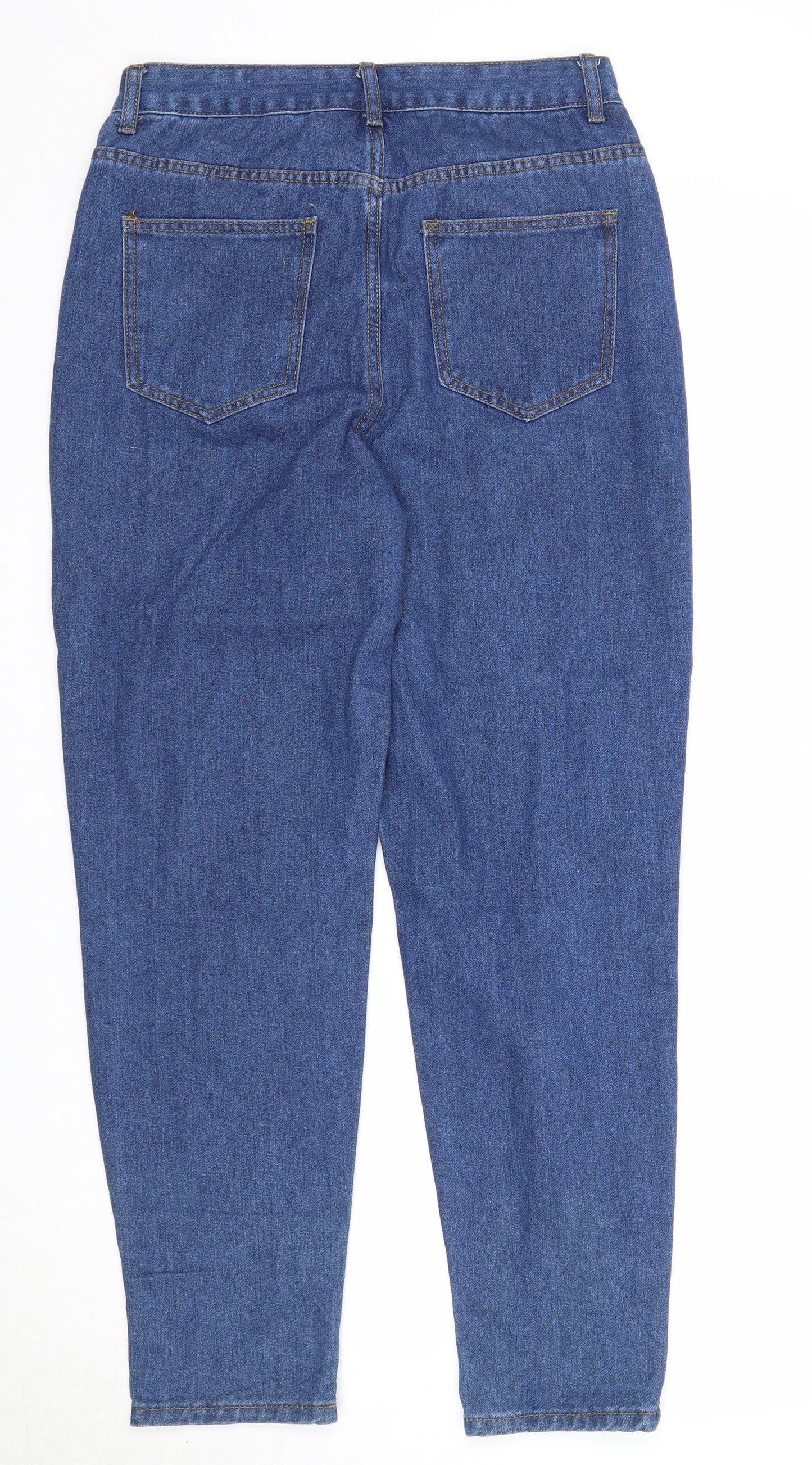 Boohoo Womens Blue Cotton Straight Jeans Size 10 Regular Zip