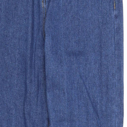 Boohoo Womens Blue Cotton Straight Jeans Size 10 Regular Zip