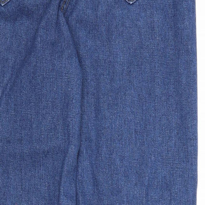 Boohoo Womens Blue Cotton Straight Jeans Size 10 Regular Zip